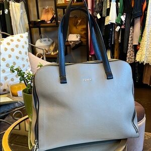 Furla Tan Leather Tote Bag with Structured Design